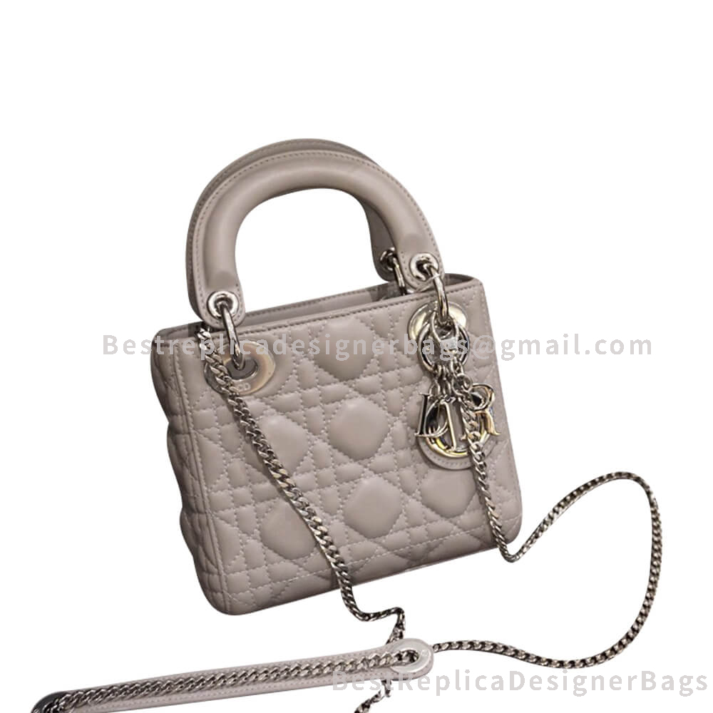 Dior Mini Lady Dior Lambskin Bag Lightgrey SHW